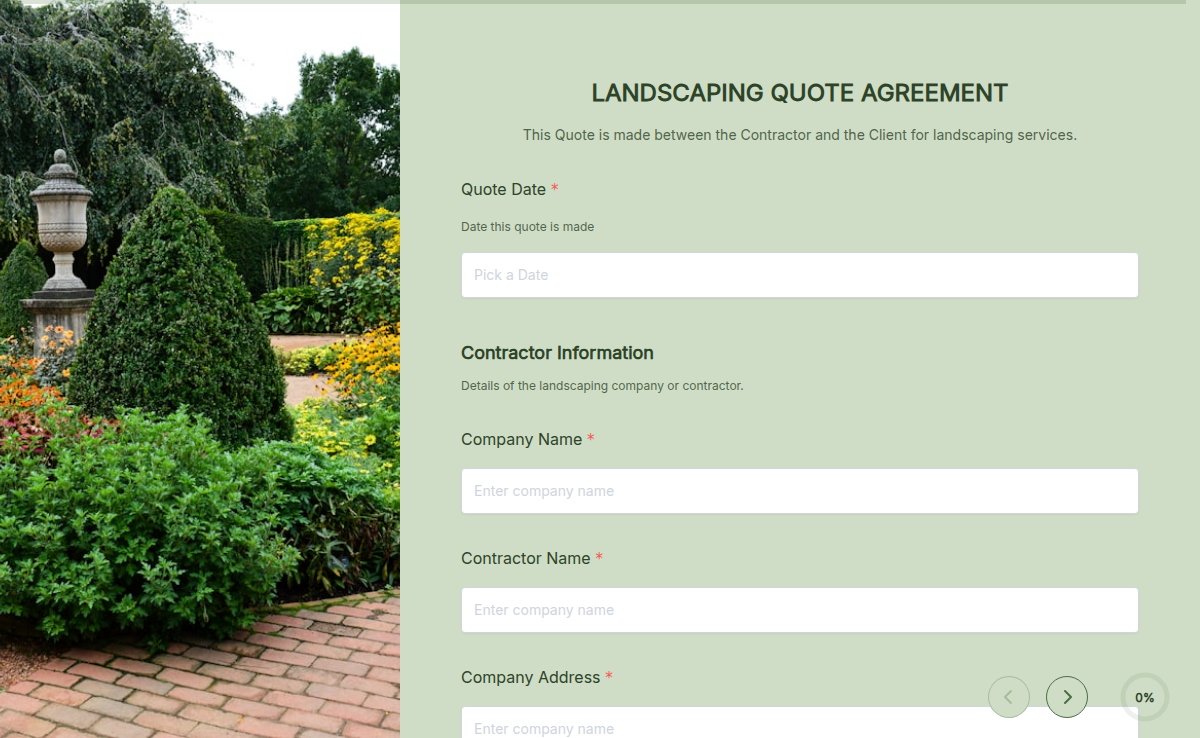 Landscaping Quote Agreement
