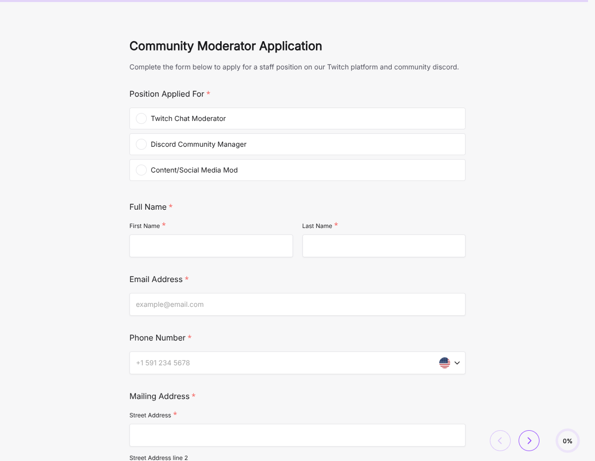 Twitch Community Moderator Application