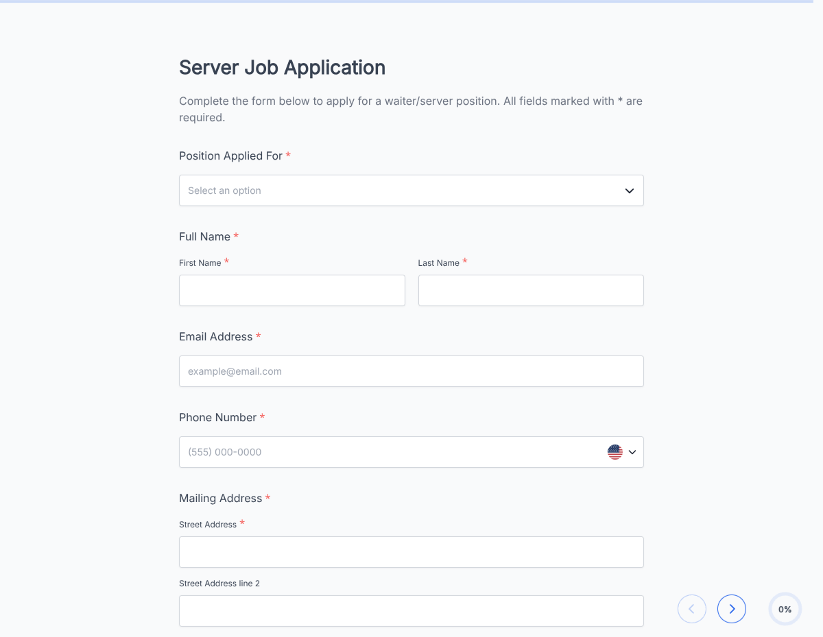 Server Job Application