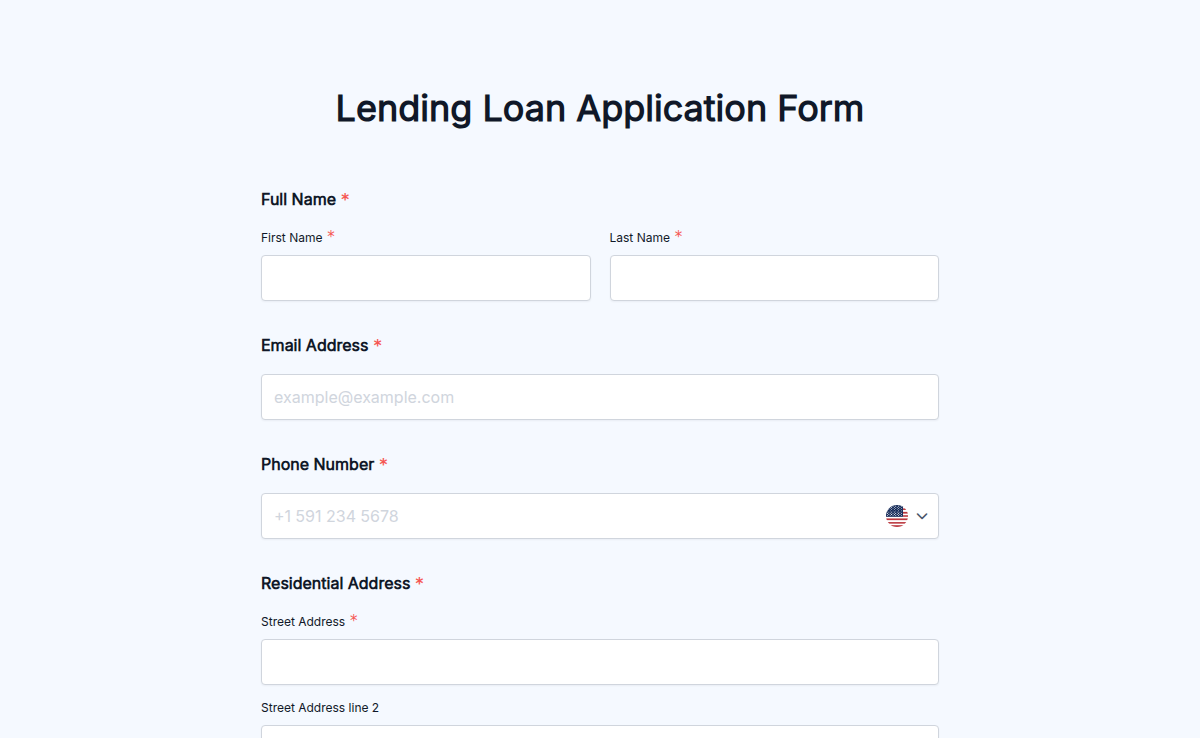 Lending Loan Application Form