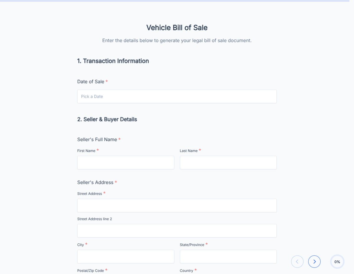 Vehicle Bill of Sale