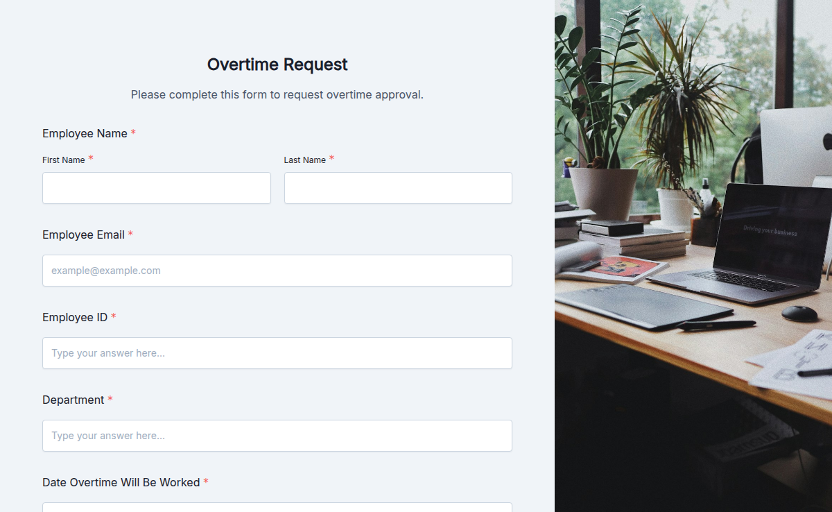 Overtime Request Form
