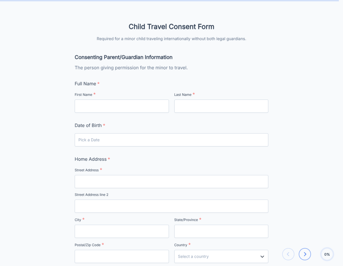 International Travel Consent Form (Minor)