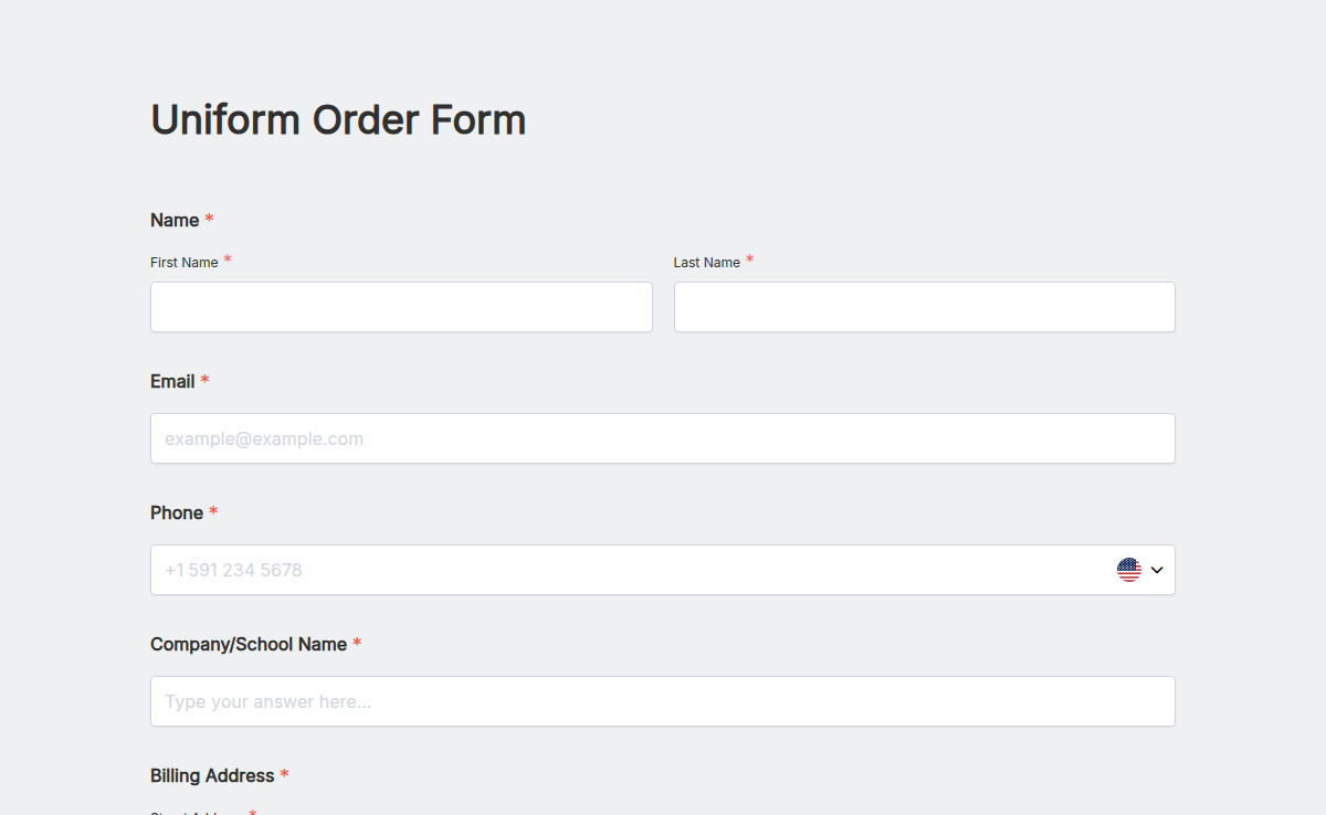 Uniform Order Form