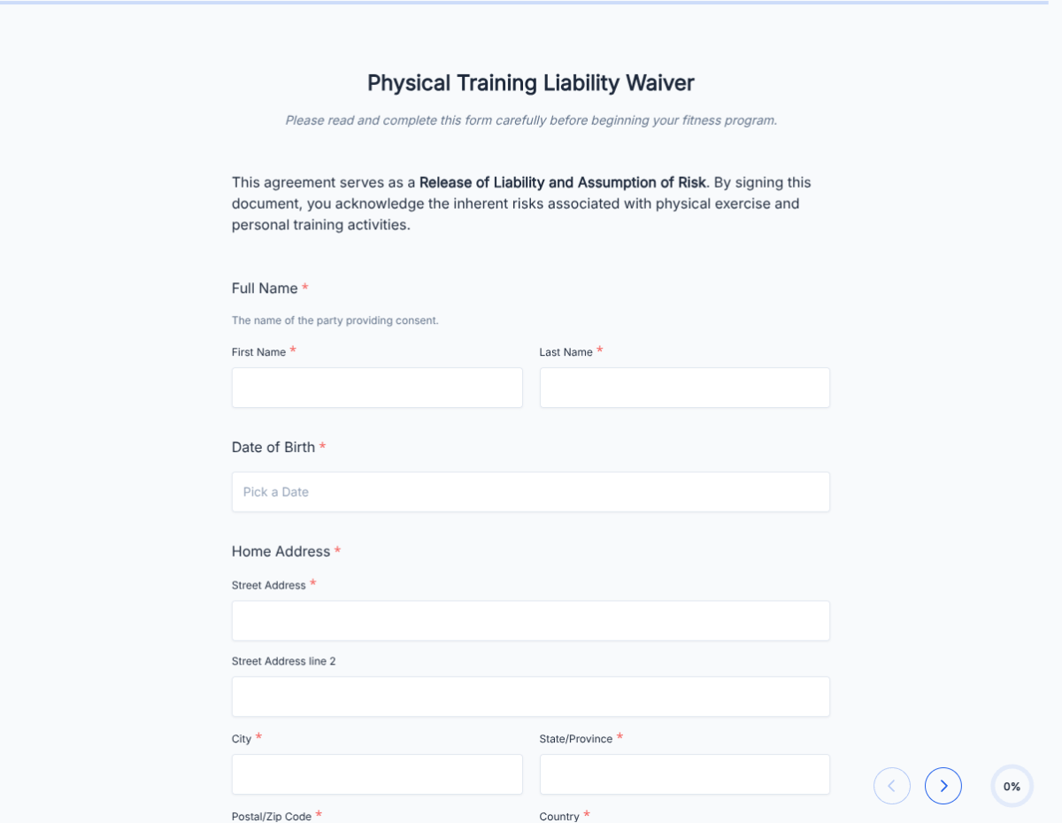 Personal Training Liability Waiver & Consent