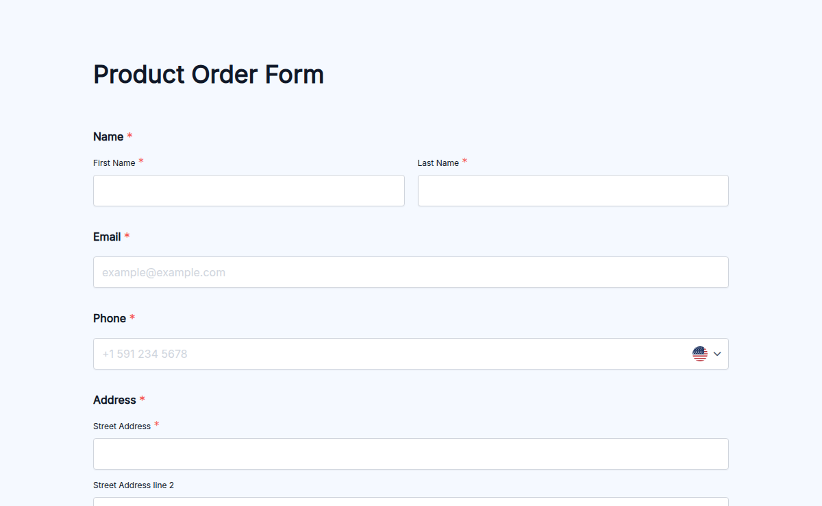 Product Order Form
