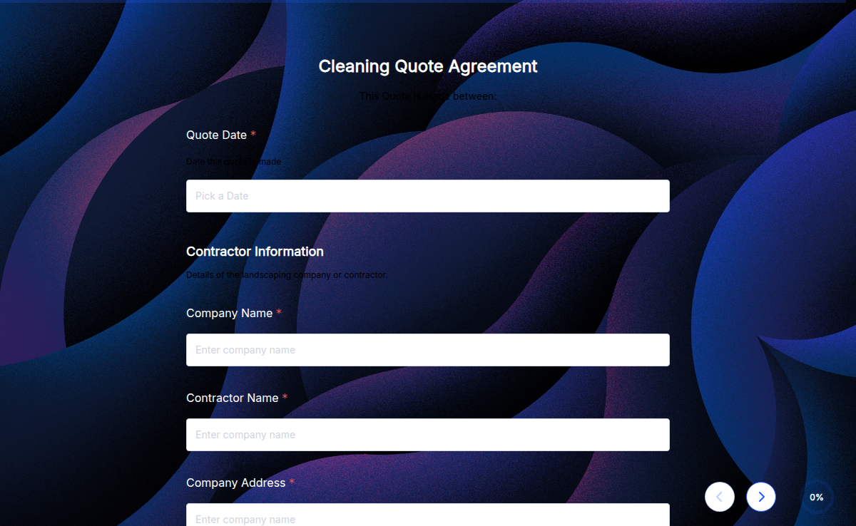 Cleaning Quote Agreement