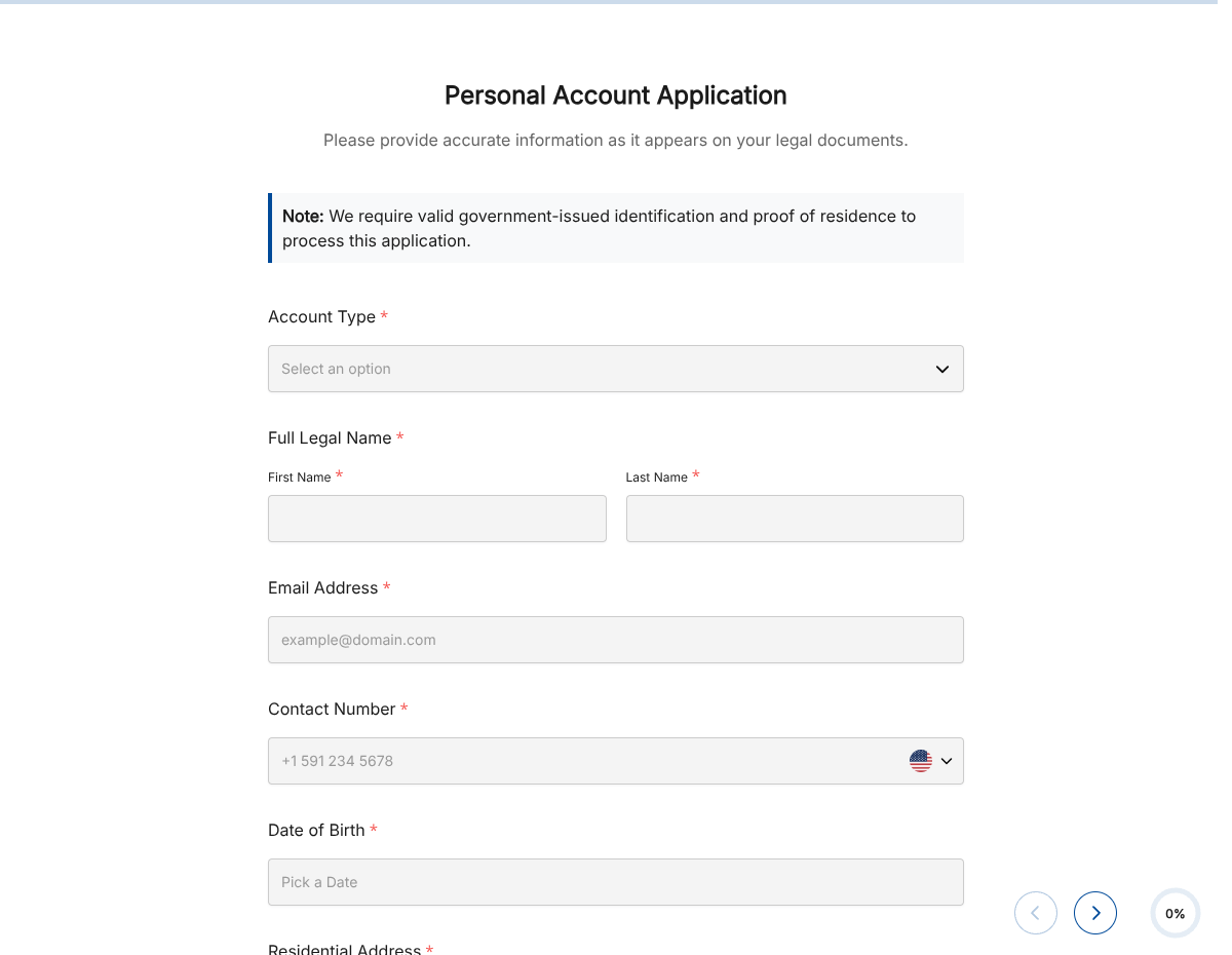 Bank Account Application Form
