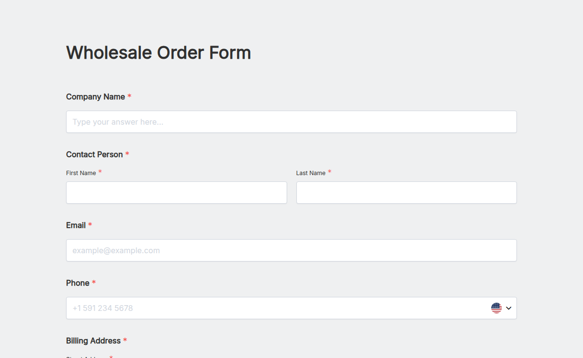 Wholesale Order Form