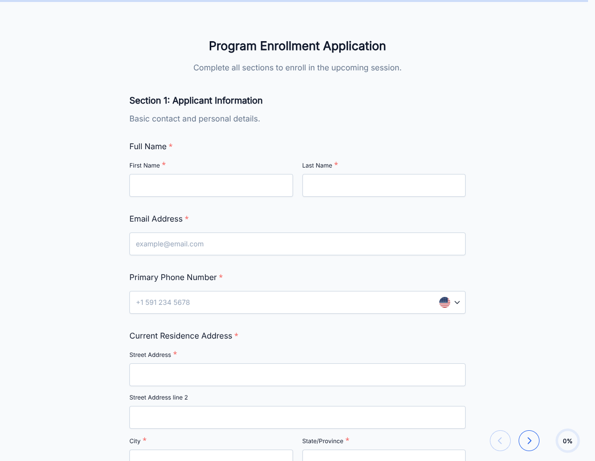 Digital Enrollment Application