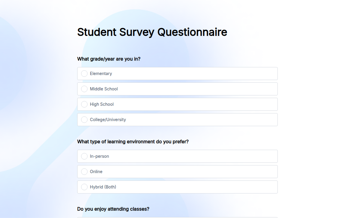 Student Survey Questionnaire