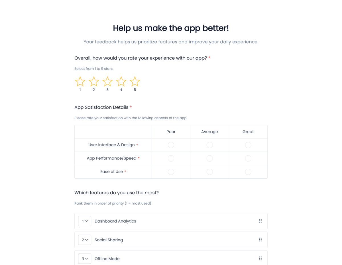 App Experience Feedback
