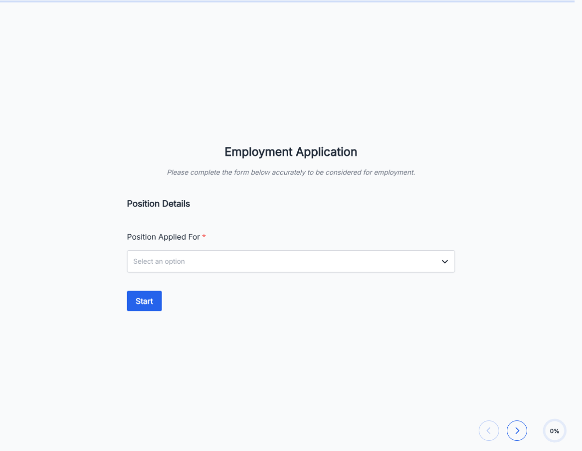Standard Job Application Form