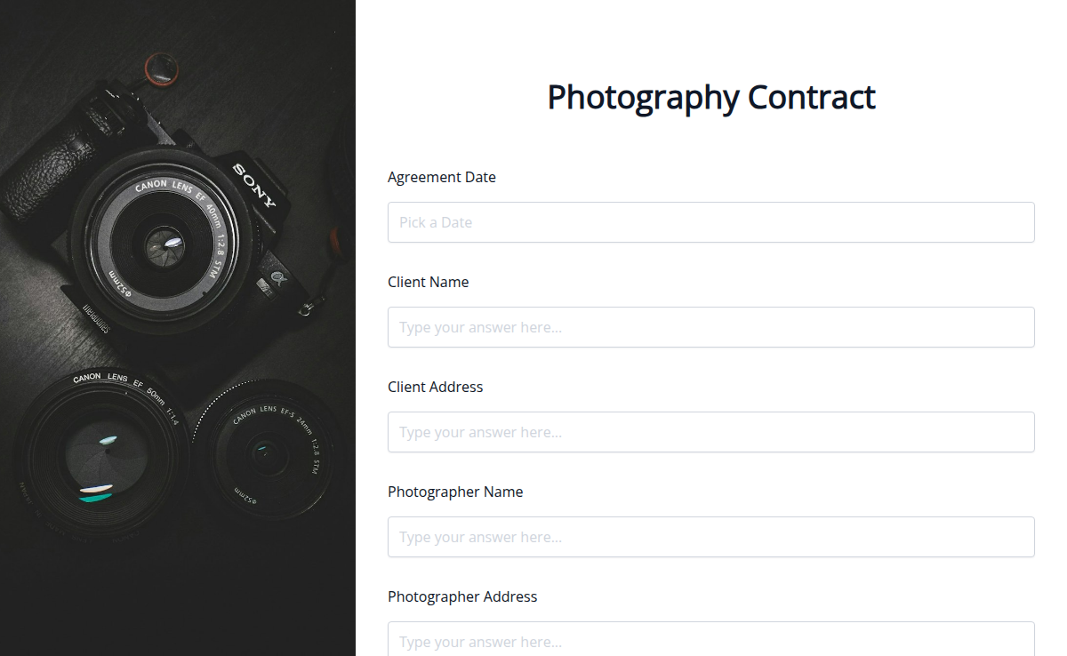 Photography Services Contract