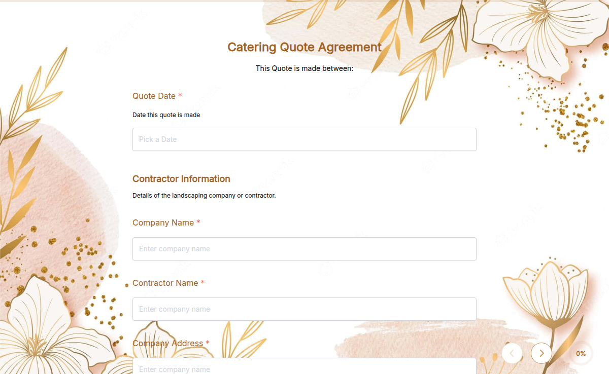 Catering Quote Agreement