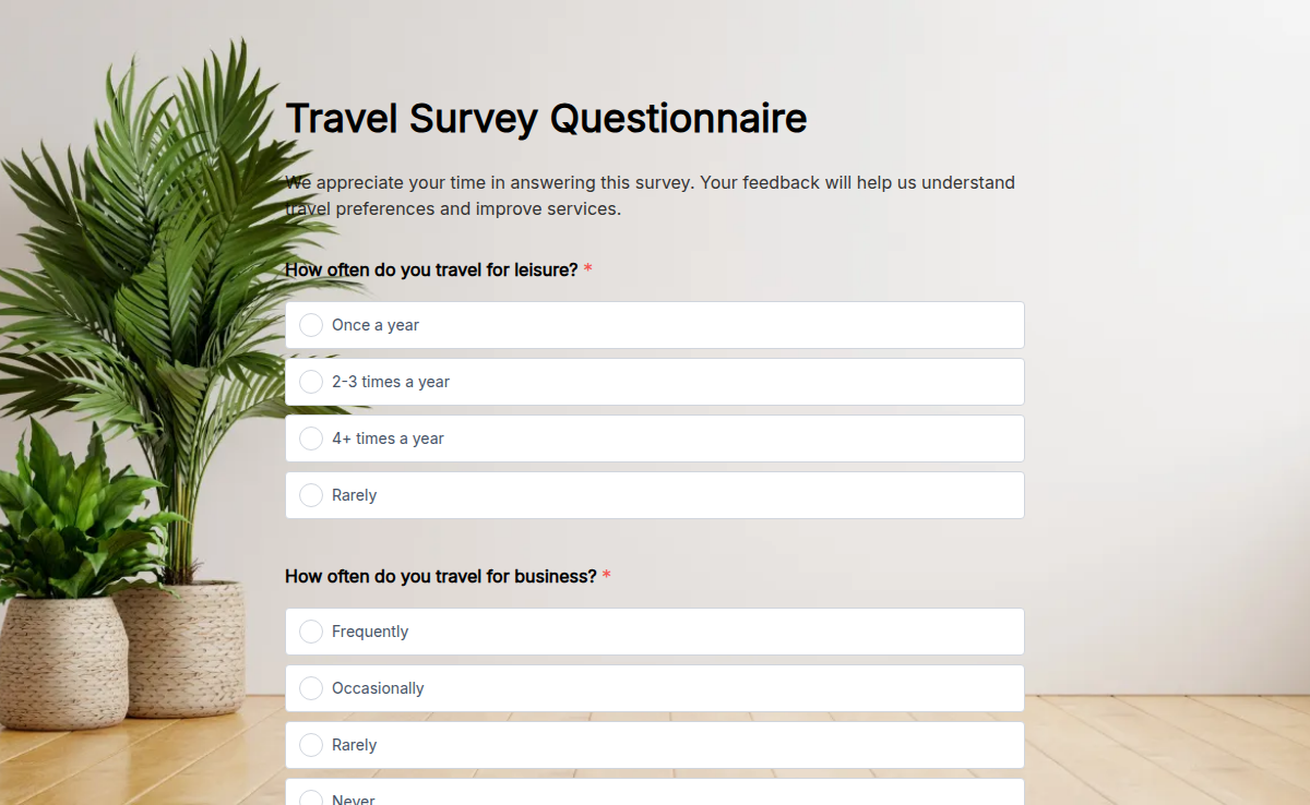 Travel Survey Questionnaire