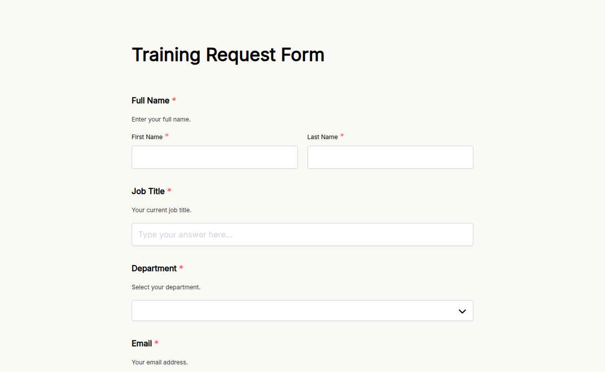 Training Request Form
