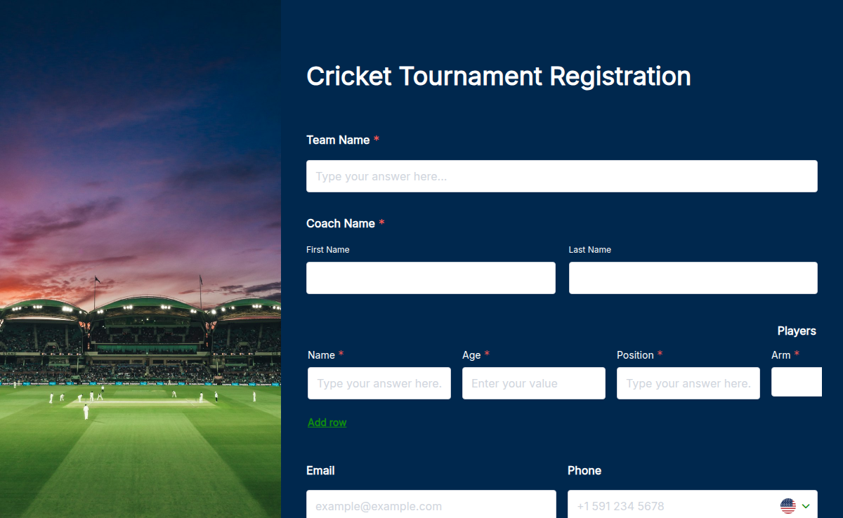 Cricket Tournament Registration
