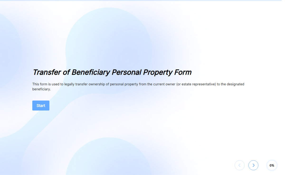 Transfer of Beneficiary Personal Property Form