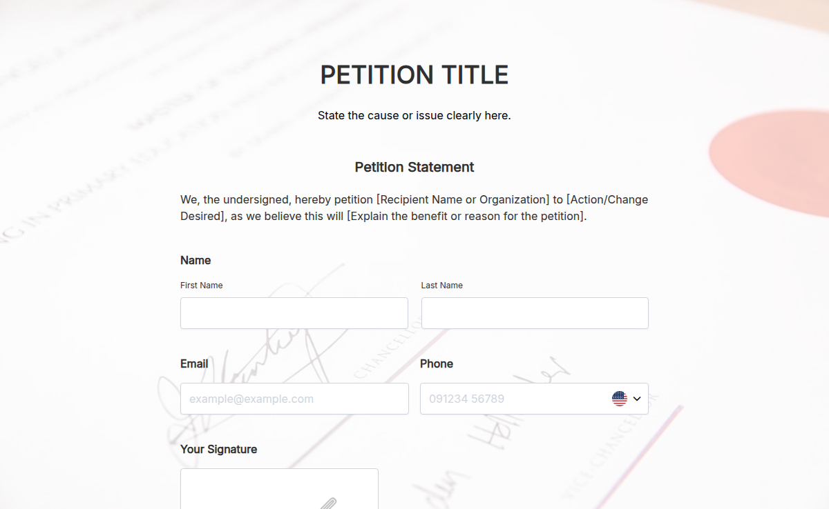 Printable Petition Template