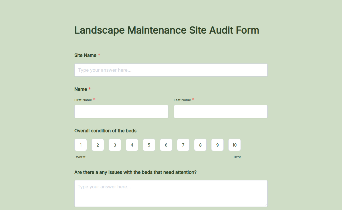 Landscape Maintenance Site Audit Form