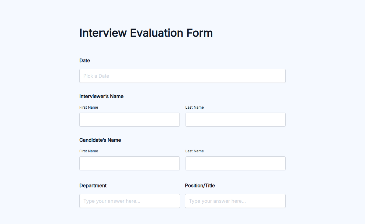 Interview Evaluation Form