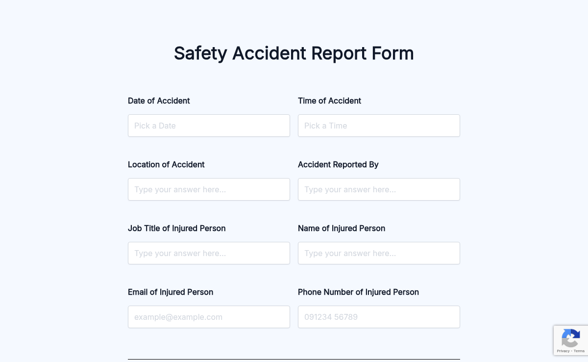 Safety Accident Report Form