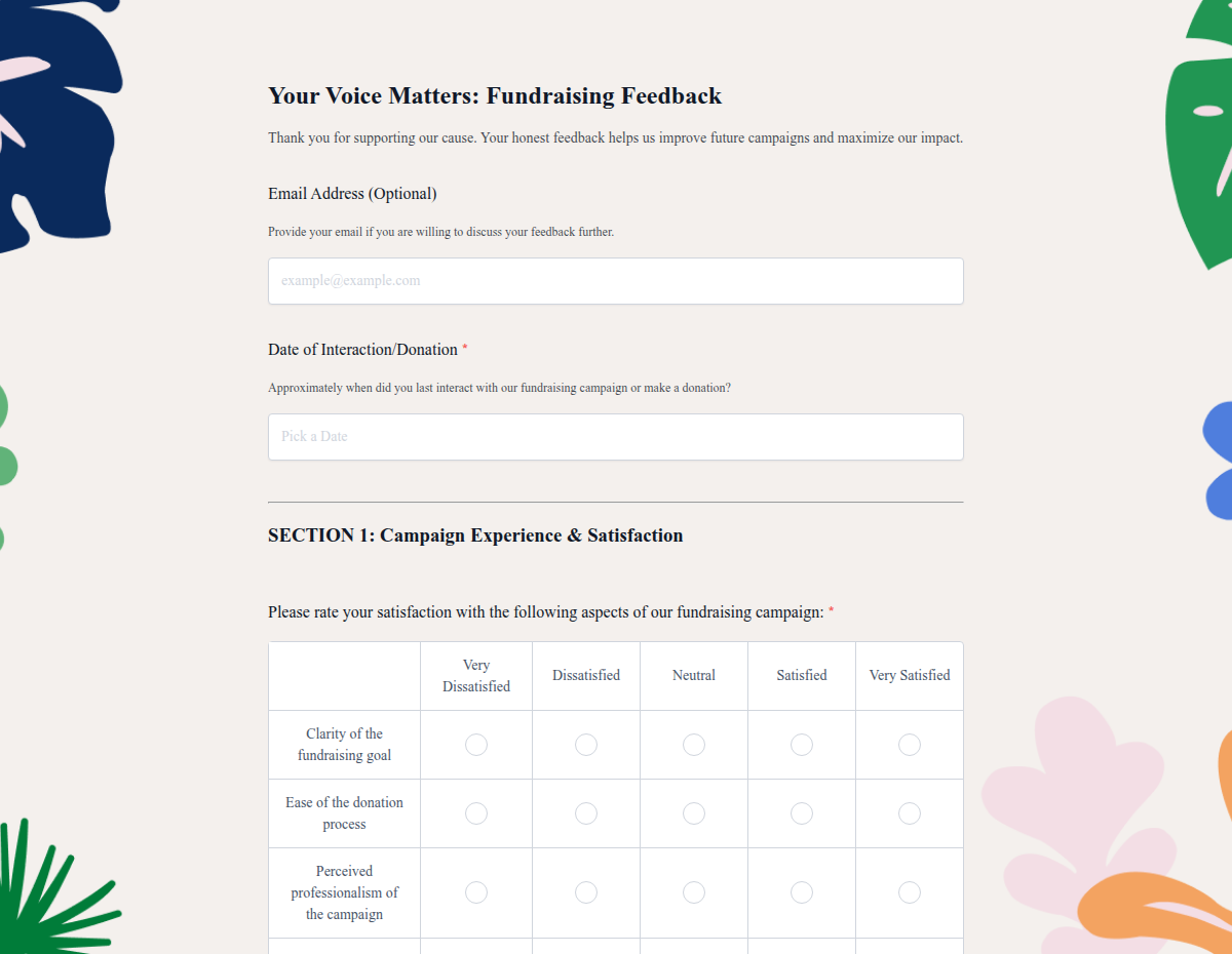Fundraising Campaign Feedback Survey
