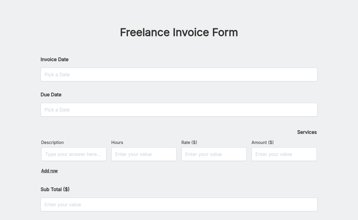 Freelance Invoice Form