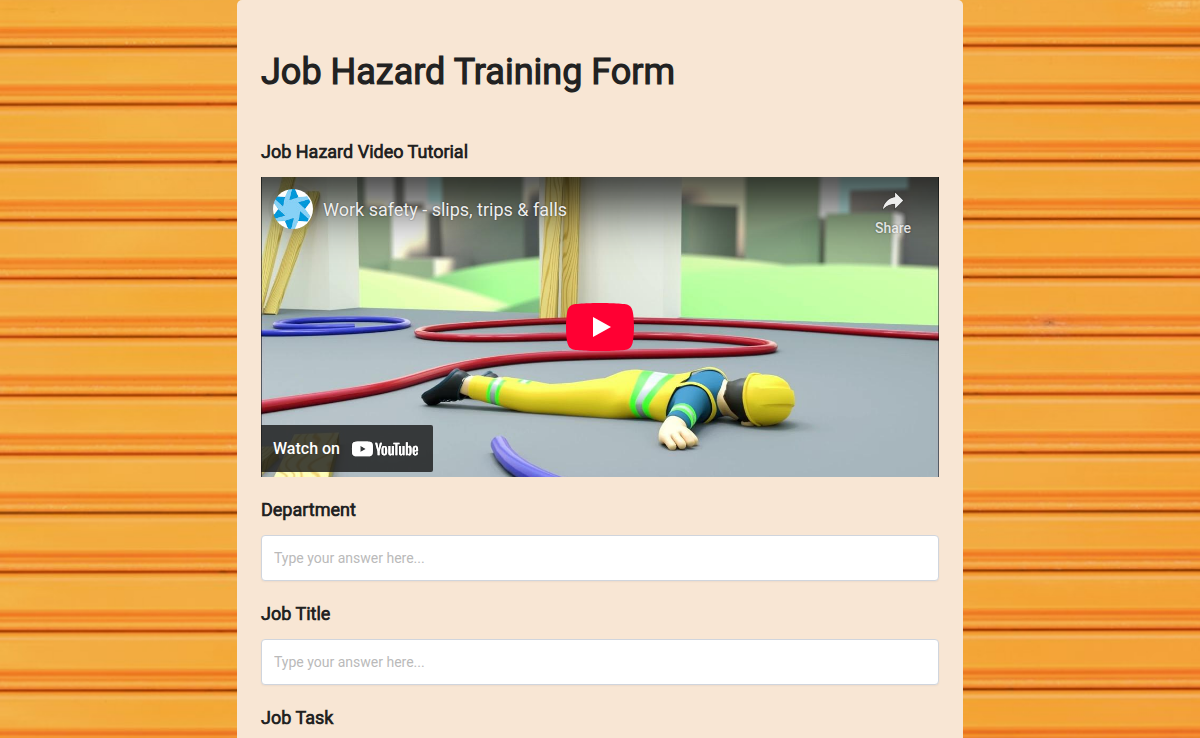 Job Hazard Training Form