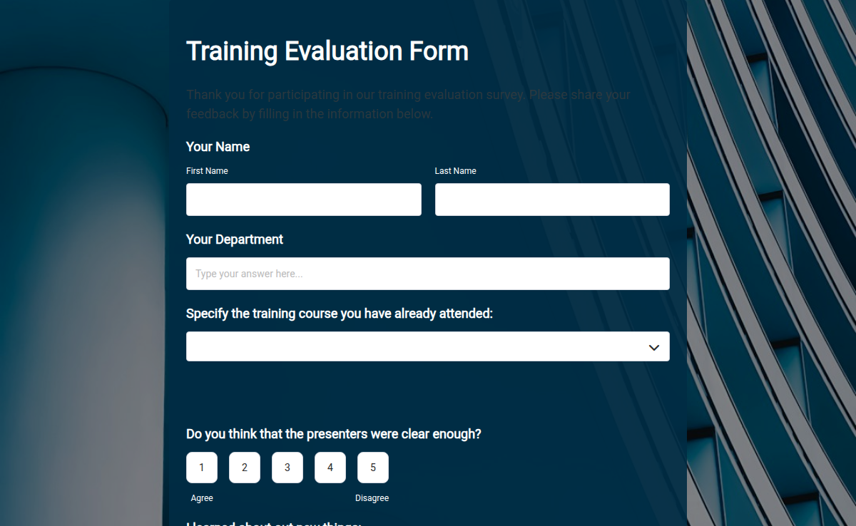 Training Evaluation Form