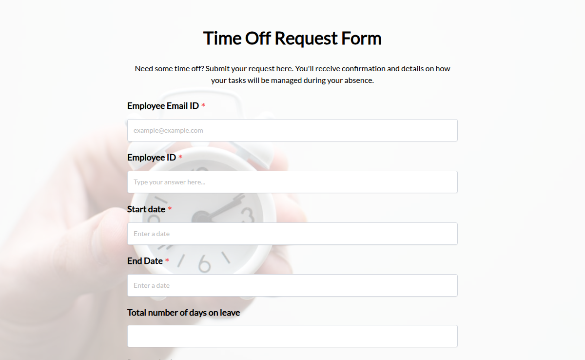 Time off request form