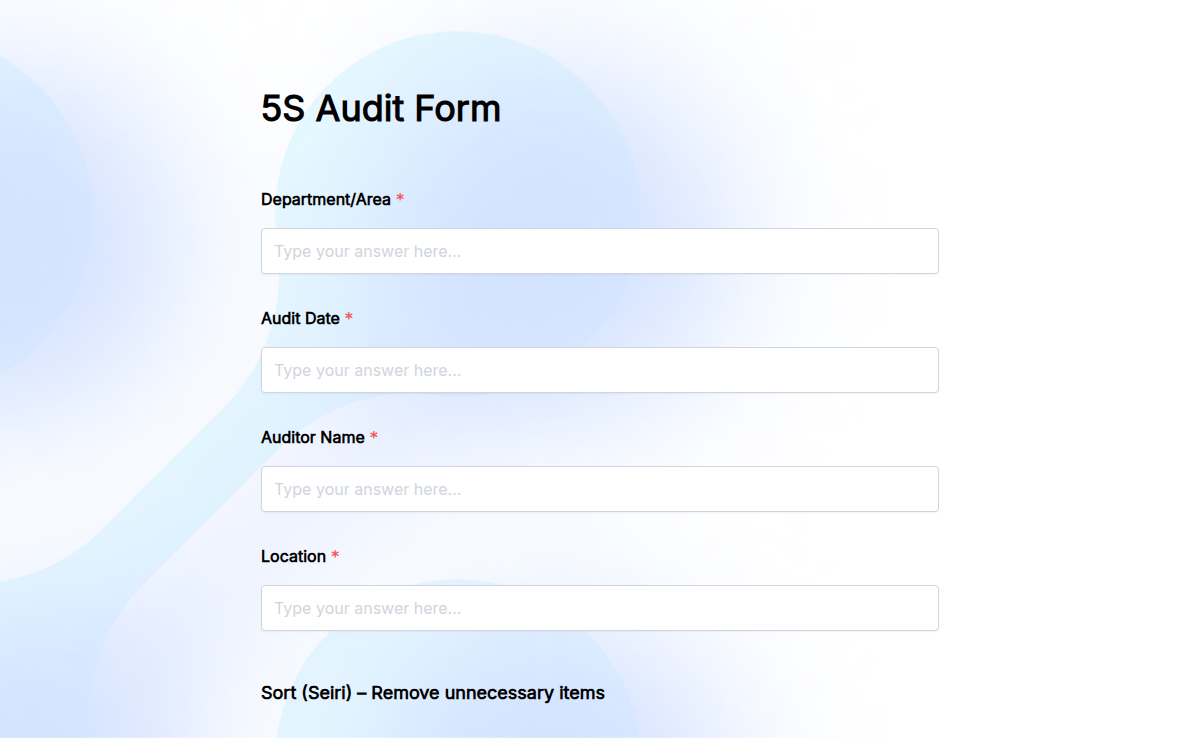 5S Audit Form
