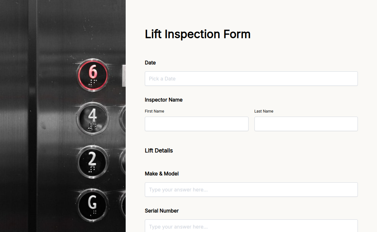 Lift Inspection Form