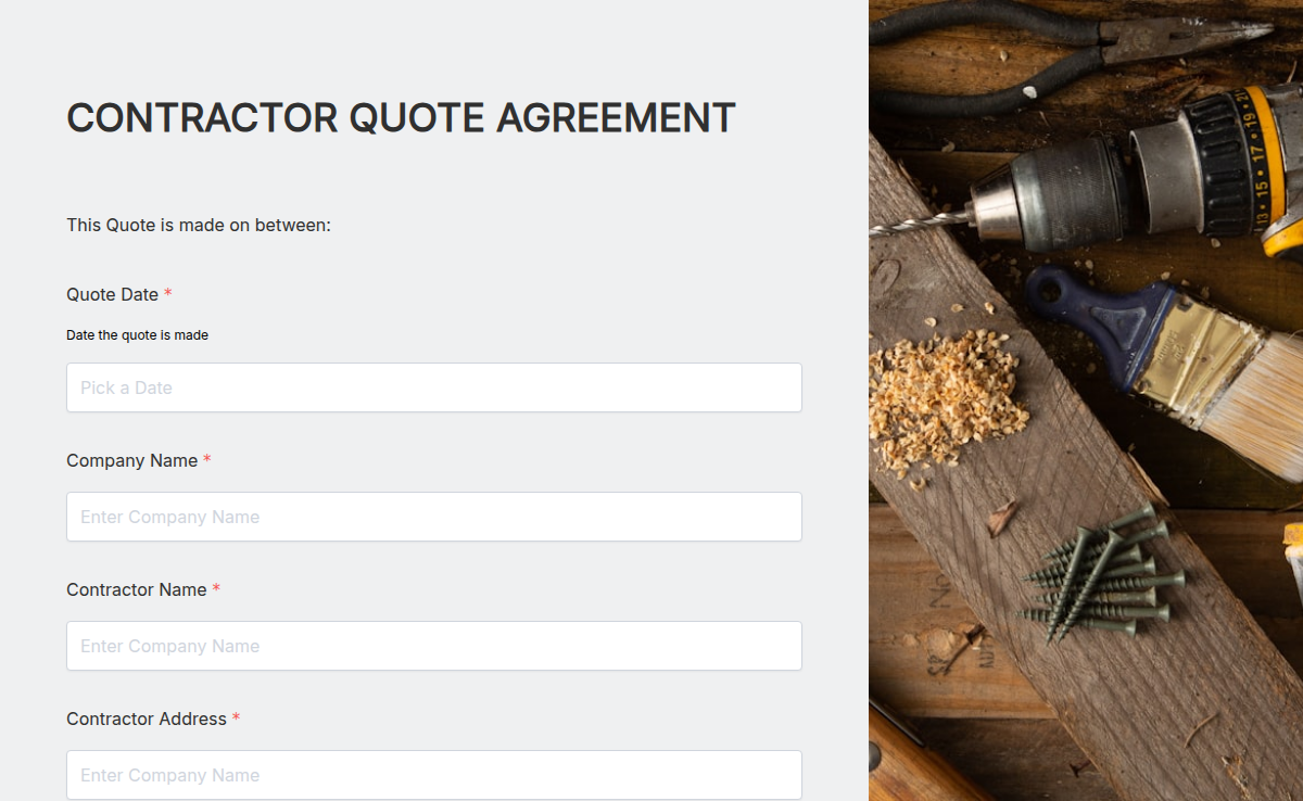 Contractor Quote Agreement 