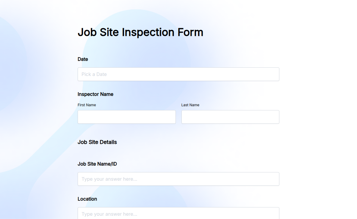 Job Site Inspection Form