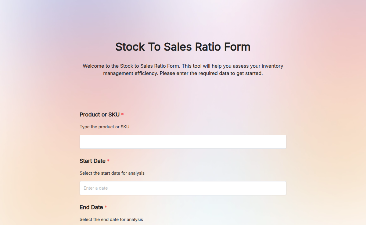 Stock To Sales Ratio Form