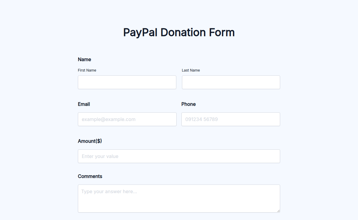 PayPal Donation Form