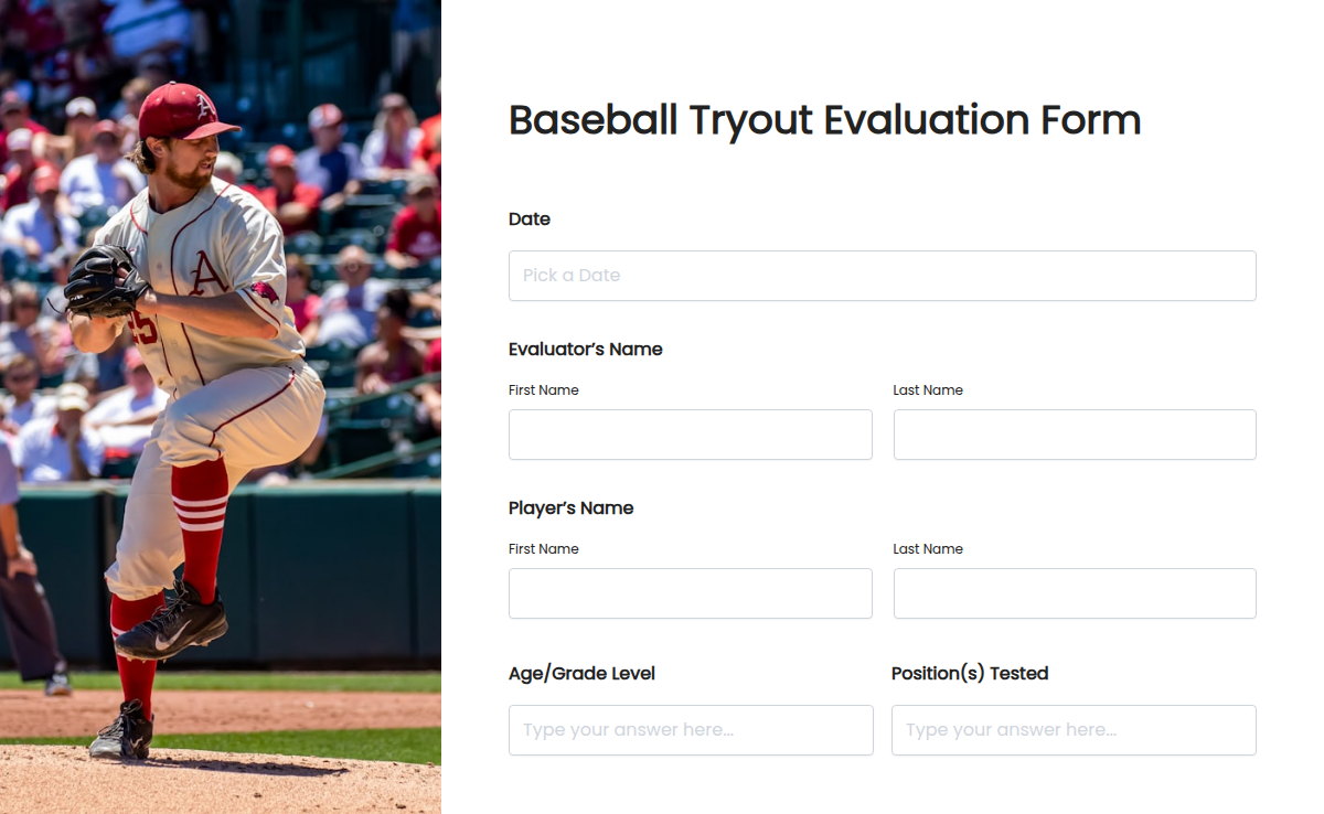 Baseball Tryout Evaluation Form
