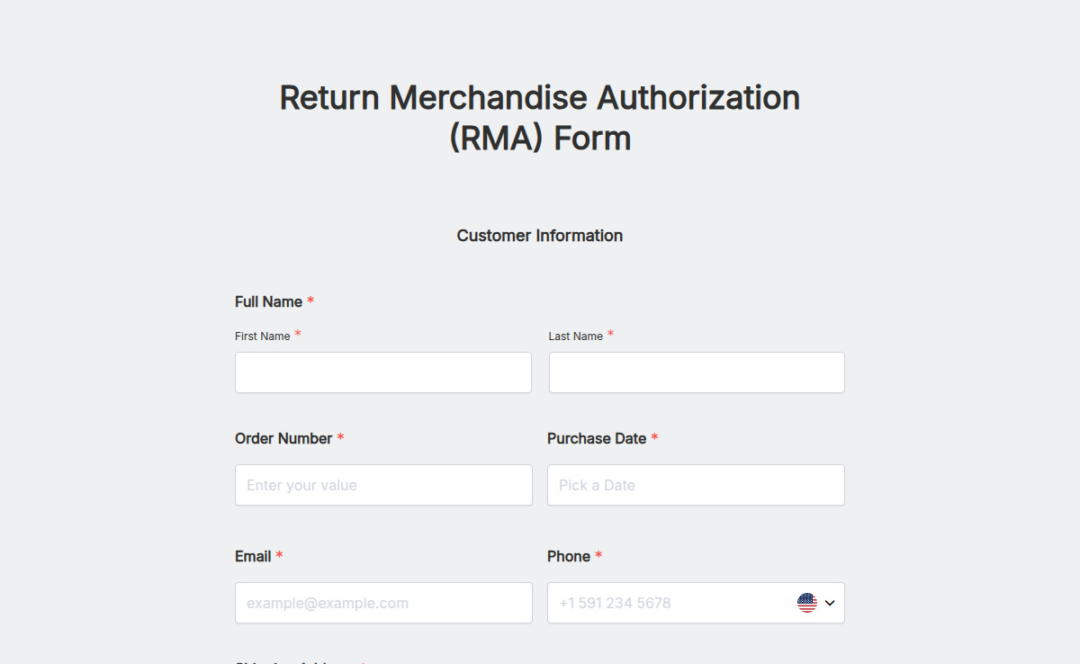 Return Merchandise Authorization (RMA) Form