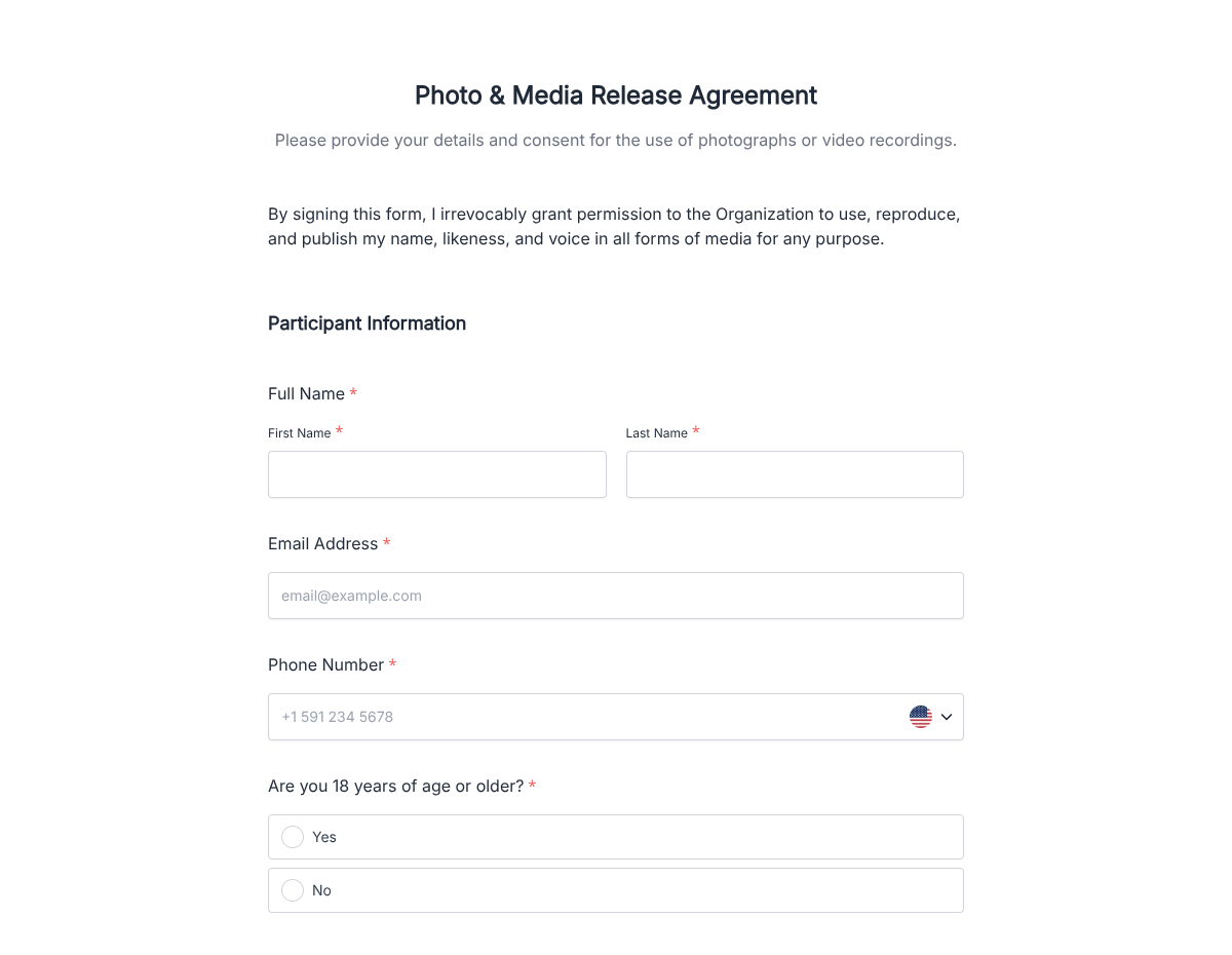 Photo & Media Release Form