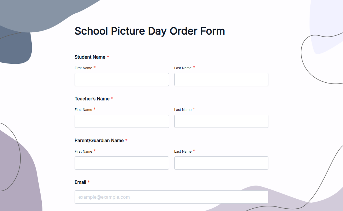 School Picture Day Order Form