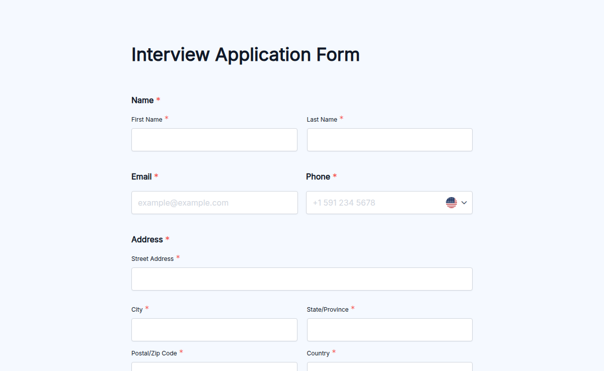 Interview Application Form