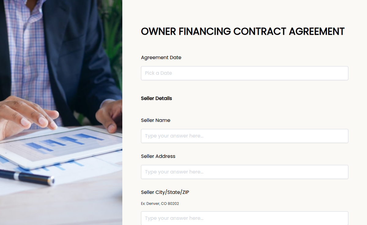Owner Financing Contract Agreement PDF Form