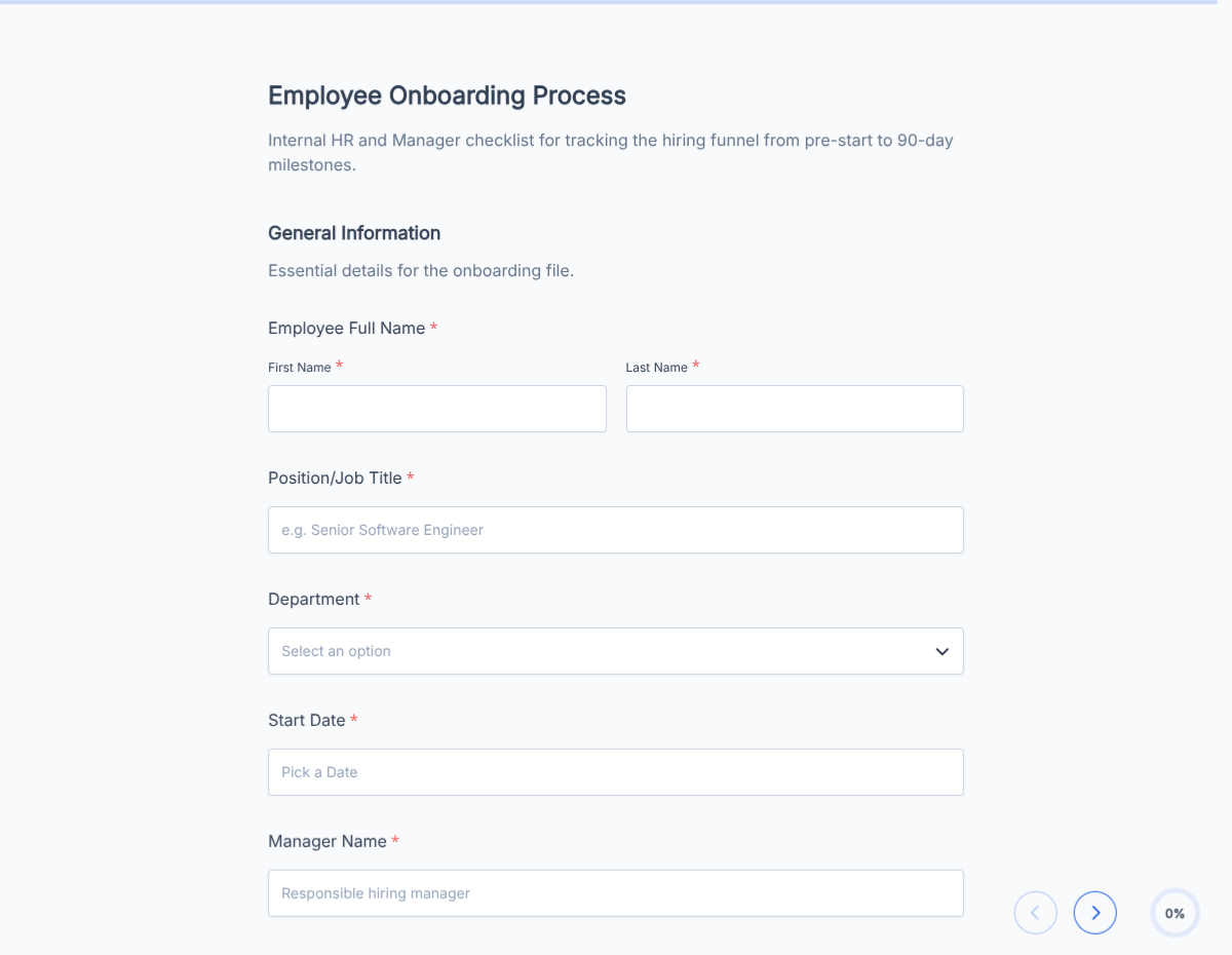 Hiring Funnel - Employee Onboarding Checklist