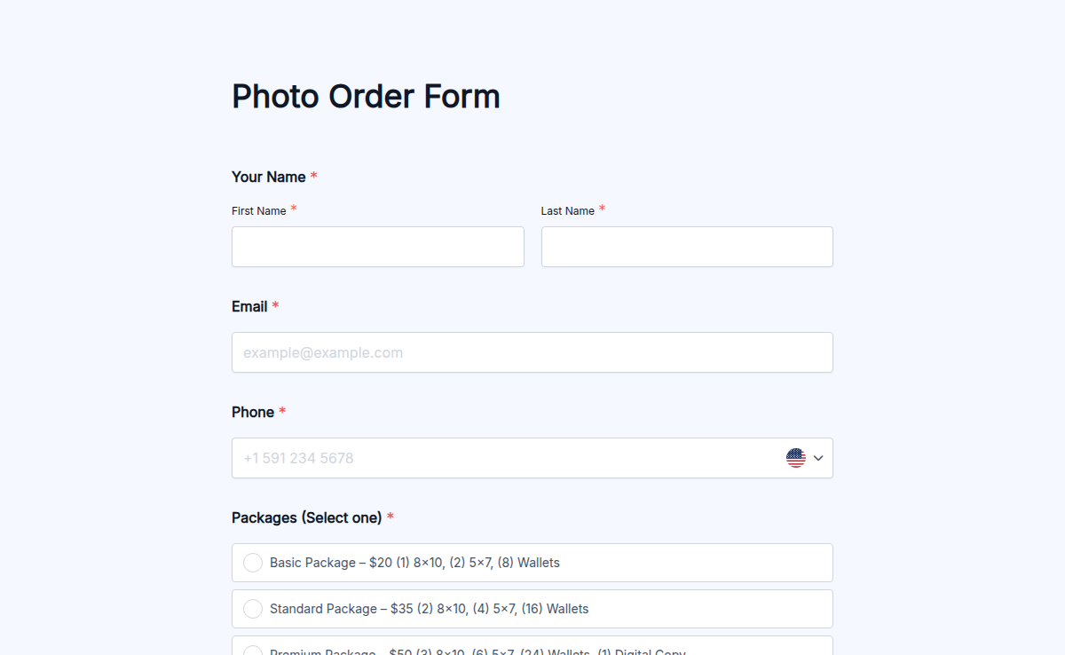 Photo Order Form