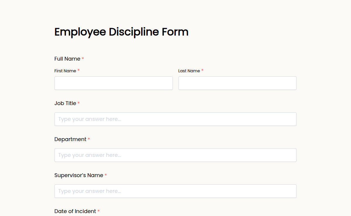 Employee Discipline Form