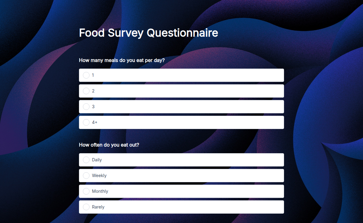 Food Survey Questionnaire