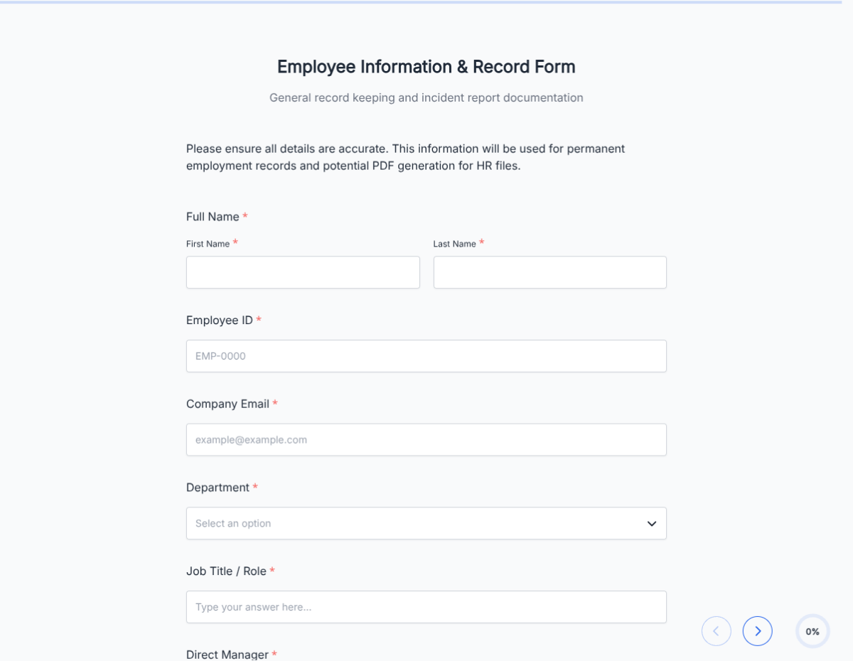 Official Employee Information Form