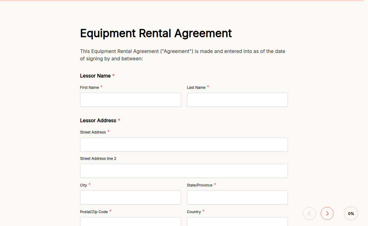 Equipment Rental Agreement